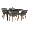 Afuera Living 5 Piece Poly Rattan Garden Dining Set with Cushions in Gray