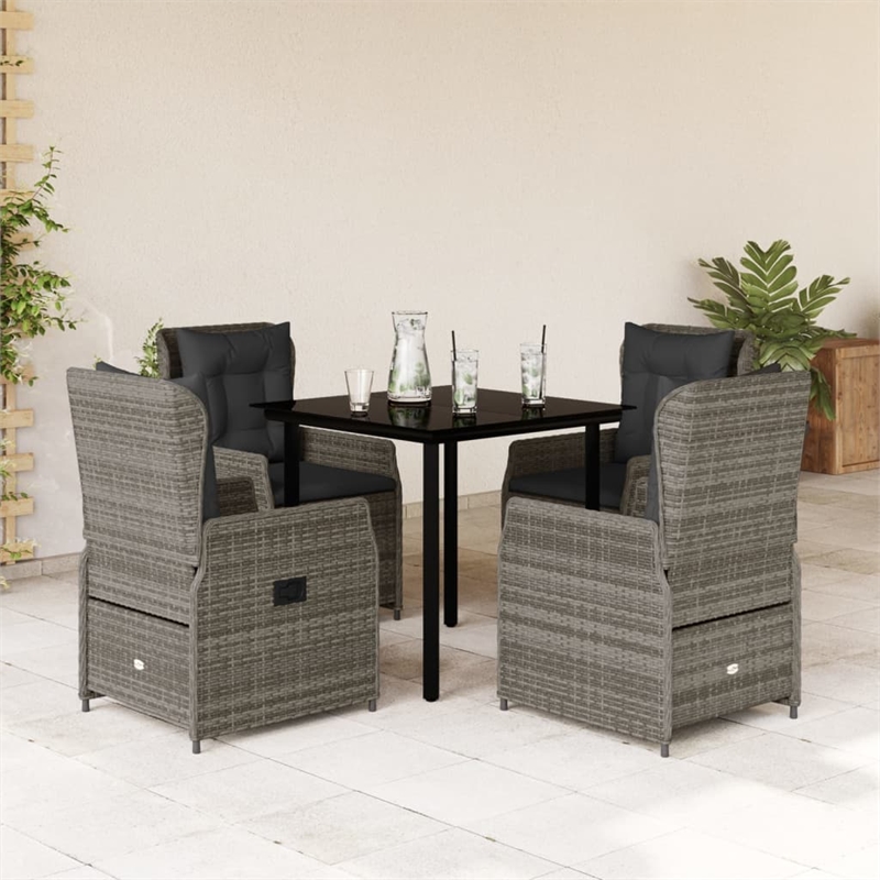 Afuera Living 5 Piece Poly Rattan Garden Dining Set in Black