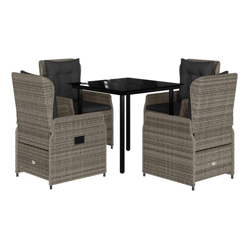 Afuera Living 5 Piece Poly Rattan Garden Dining Set in Black