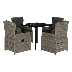 Afuera Living 5 Piece Poly Rattan Garden Dining Set in Black