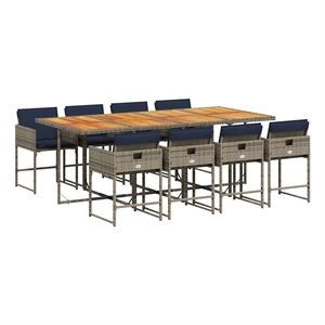 Afuera Living 9 Piece Rattan Garden Dining Set in Gray/Brown
