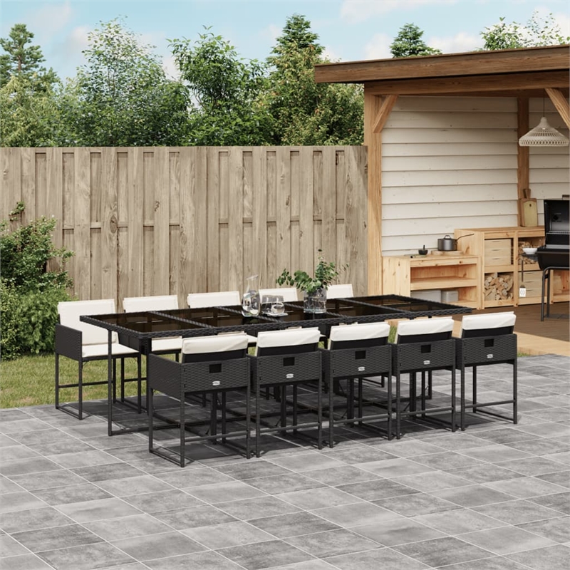 Afuera Living 11 Piece Poly Rattan Garden Dining Set in Black