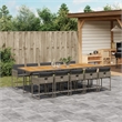Afuera Living 11 Piece Poly Rattan Garden Dining Set in Gray/Brown
