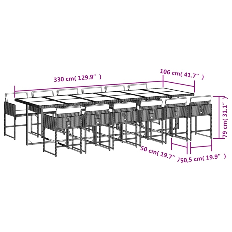 Afuera Living 13 Piece Poly Rattan Garden Dining Set in Black