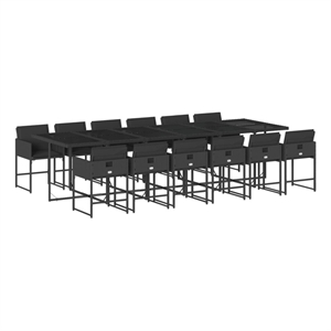 Afuera Living 13 Piece Poly Rattan Garden Dining Set in Black