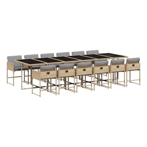 Afuera Living Contemporary Poly Rattan Garden Dining Set in Beige