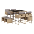 Afuera Living Contemporary 9 Piece Rattan Garden Dining Set in Gray