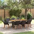 Afuera Living Poly Rattan Garden Dining Set with Cushions in Black