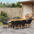 Afuera Living Poly Rattan Garden Dining Set with Cushions in Black