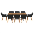 Afuera Living Poly Rattan Garden Dining Set with Cushions in Black