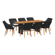 Afuera Living Poly Rattan Garden Dining Set with Cushions in Black