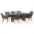 Afuera Living Poly Rattan Garden Dining Set with Cushions in Gray