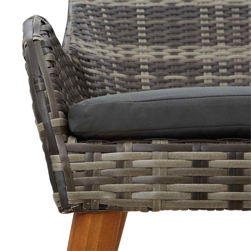 Afuera Living Poly Rattan Garden Dining Set with Cushions in Gray