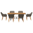 Afuera Living 7 Piece Poly Rattan Garden Dining Set with Cushions in Gray