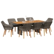 Afuera Living Poly Rattan Garden Dining Set with Cushions in Gray