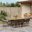 Afuera Living Poly Rattan Garden Dining Set with Cushions in Gray