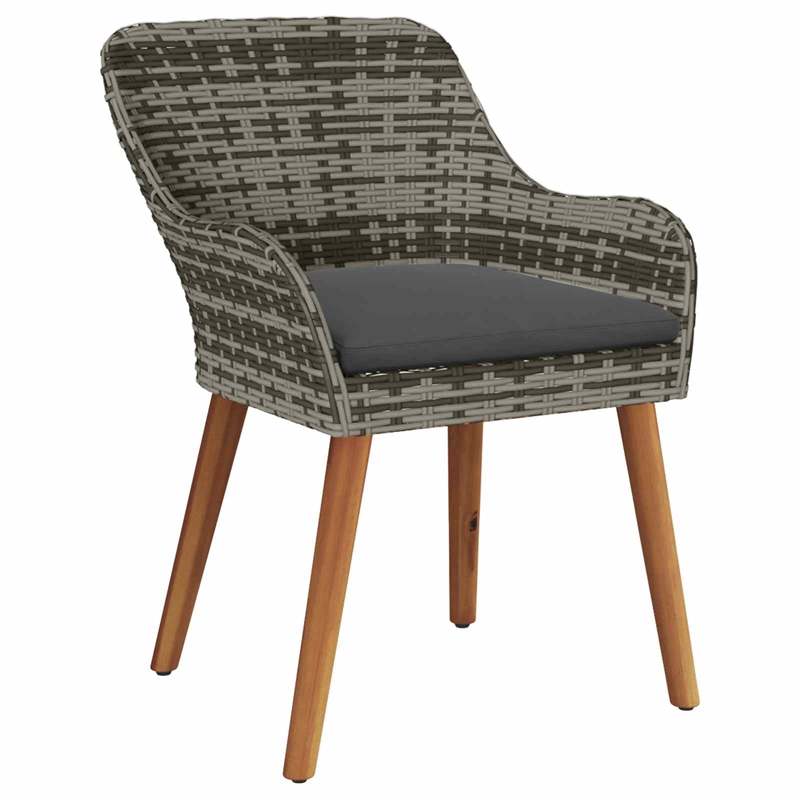 Afuera Living Poly Rattan Garden Dining Set with Cushions in Gray