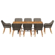 Afuera Living Poly Rattan Garden Dining Set with Cushions in Gray
