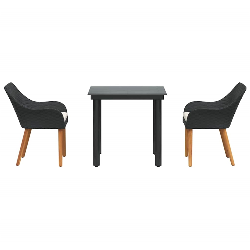 Afuera Living Poly Rattan Garden Dining Set with Cushions in Black