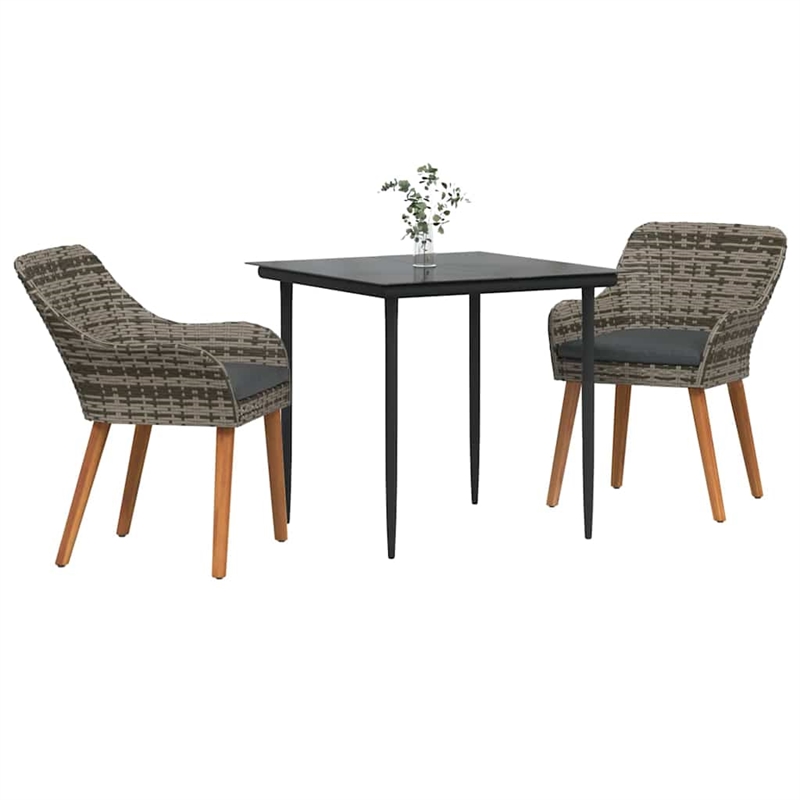 Afuera Living Poly Rattan Garden Dining Set with Cushions in Gray