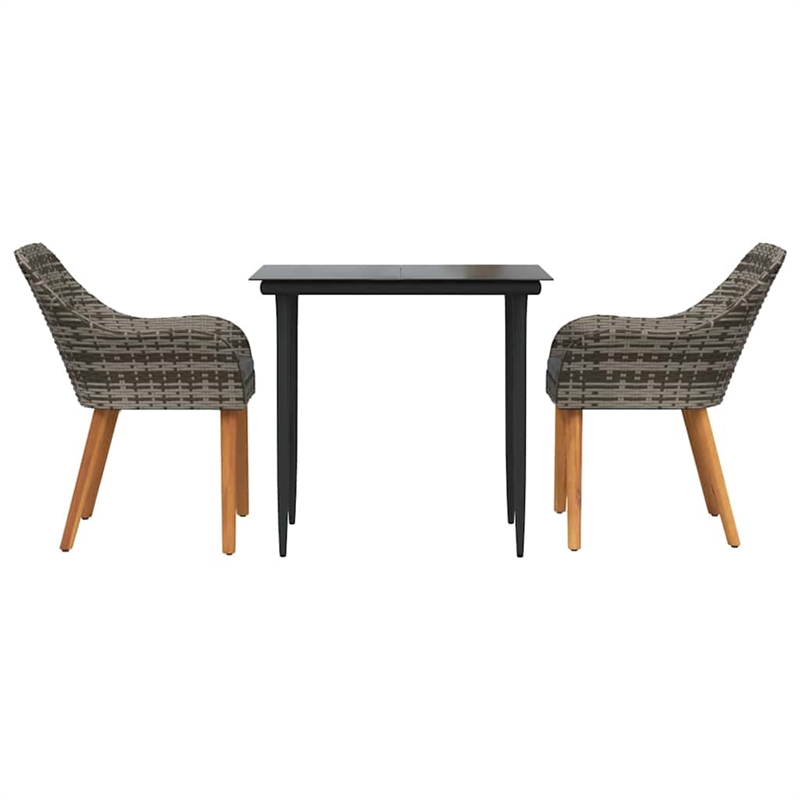 Afuera Living Poly Rattan Garden Dining Set with Cushions in Gray