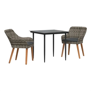 Afuera Living Poly Rattan Garden Dining Set with Cushions in Gray