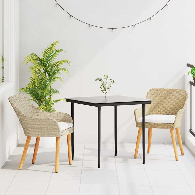 Afuera Living Poly Rattan Garden Dining Set with Cushions in Beige