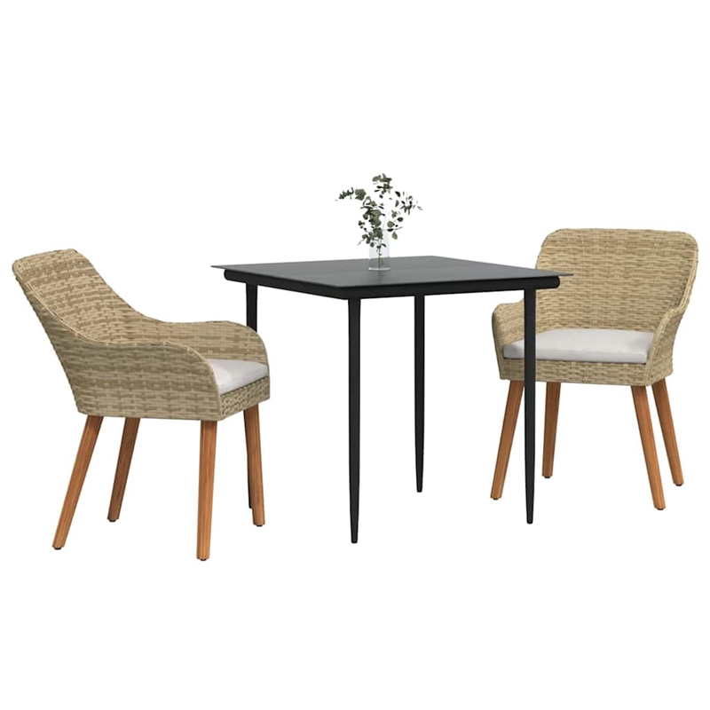 Afuera Living Poly Rattan Garden Dining Set with Cushions in Beige