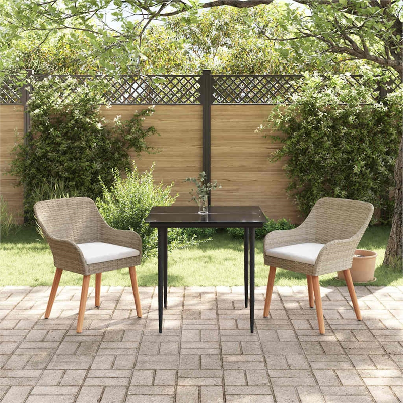 Afuera Living Poly Rattan Garden Dining Set with Cushions in Beige
