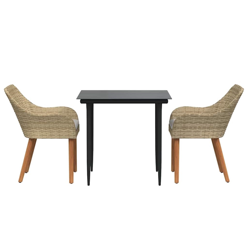 Afuera Living Poly Rattan Garden Dining Set with Cushions in Beige