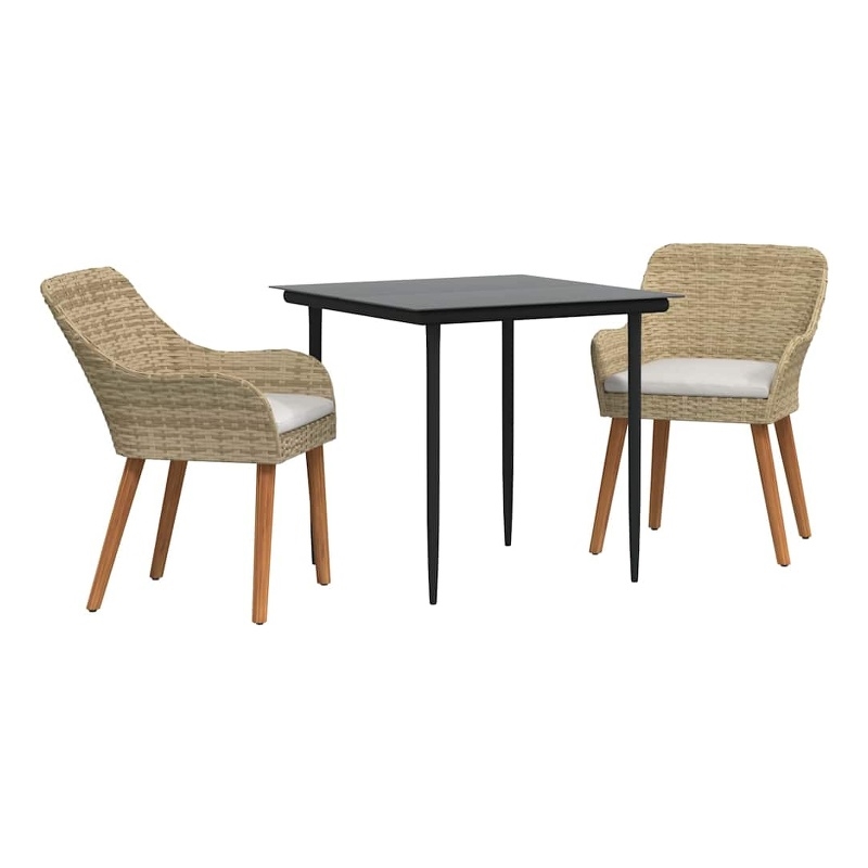 Afuera Living Poly Rattan Garden Dining Set with Cushions in Beige