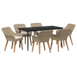 Afuera Living 7 Piece Poly Rattan Garden Dining Set with Cushions in Beige
