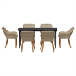 Afuera Living 7 Piece Poly Rattan Garden Dining Set with Cushions in Beige