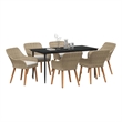 Afuera Living 7 Piece Poly Rattan Garden Dining Set with Cushions in Beige