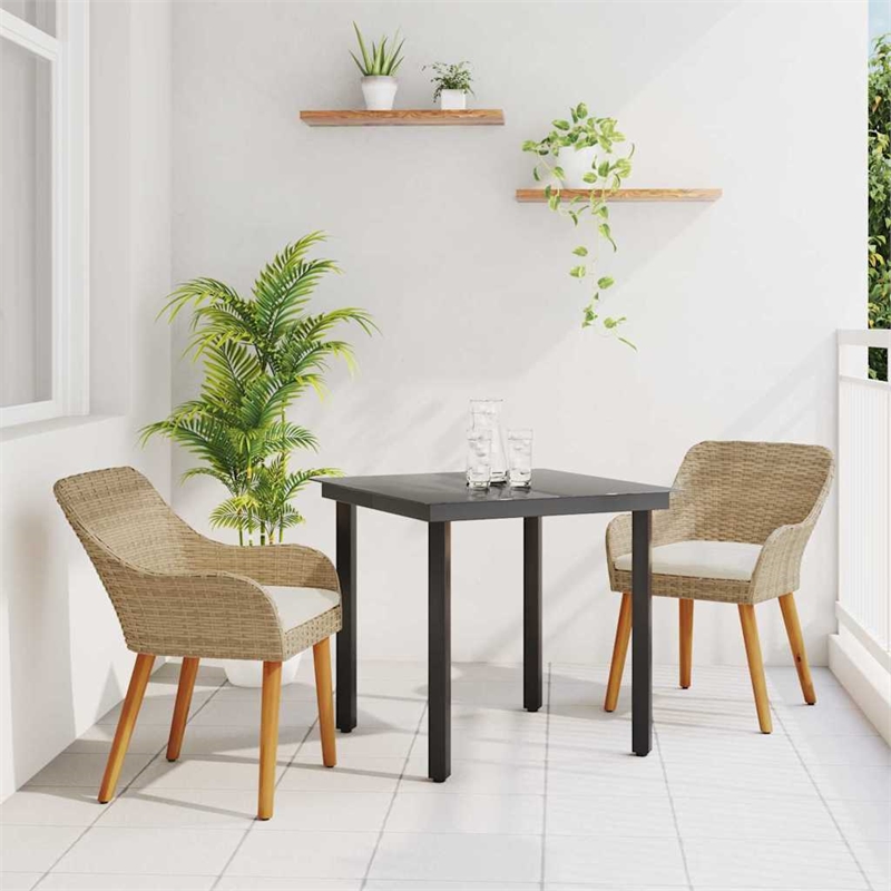 Afuera Living Poly Rattan Garden Dining Set with Cushions in Beige