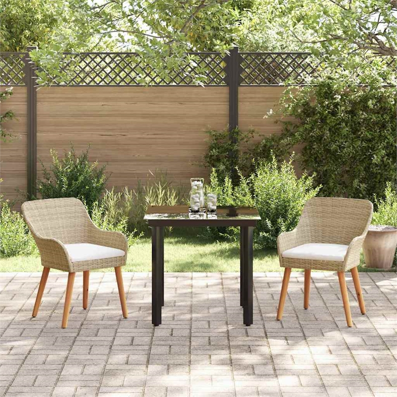 Afuera Living Poly Rattan Garden Dining Set with Cushions in Beige