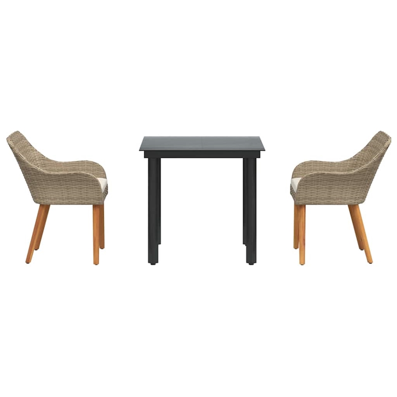 Afuera Living Poly Rattan Garden Dining Set with Cushions in Beige
