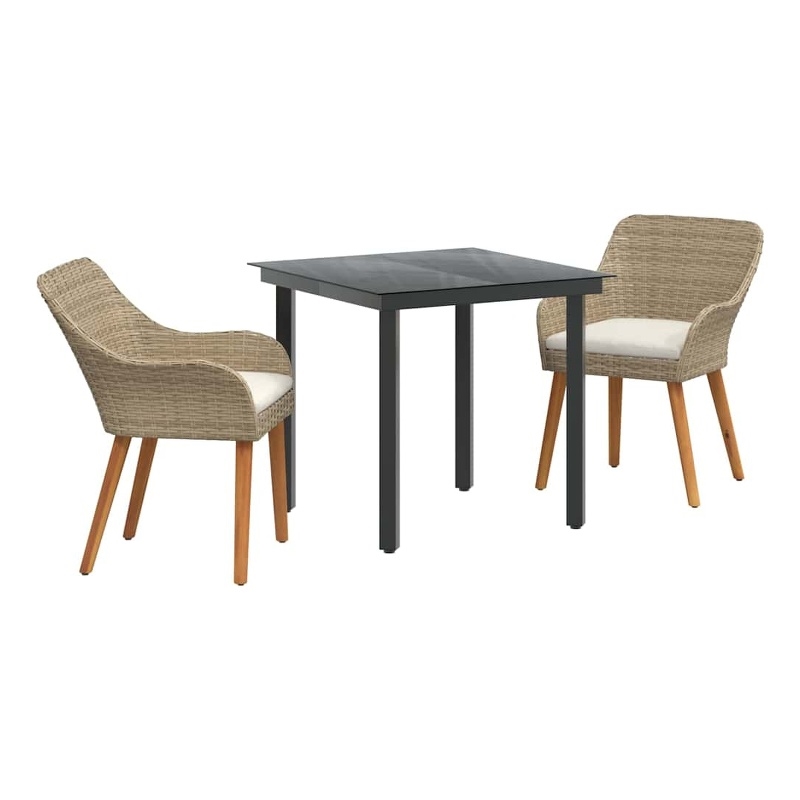 Afuera Living Poly Rattan Garden Dining Set with Cushions in Beige