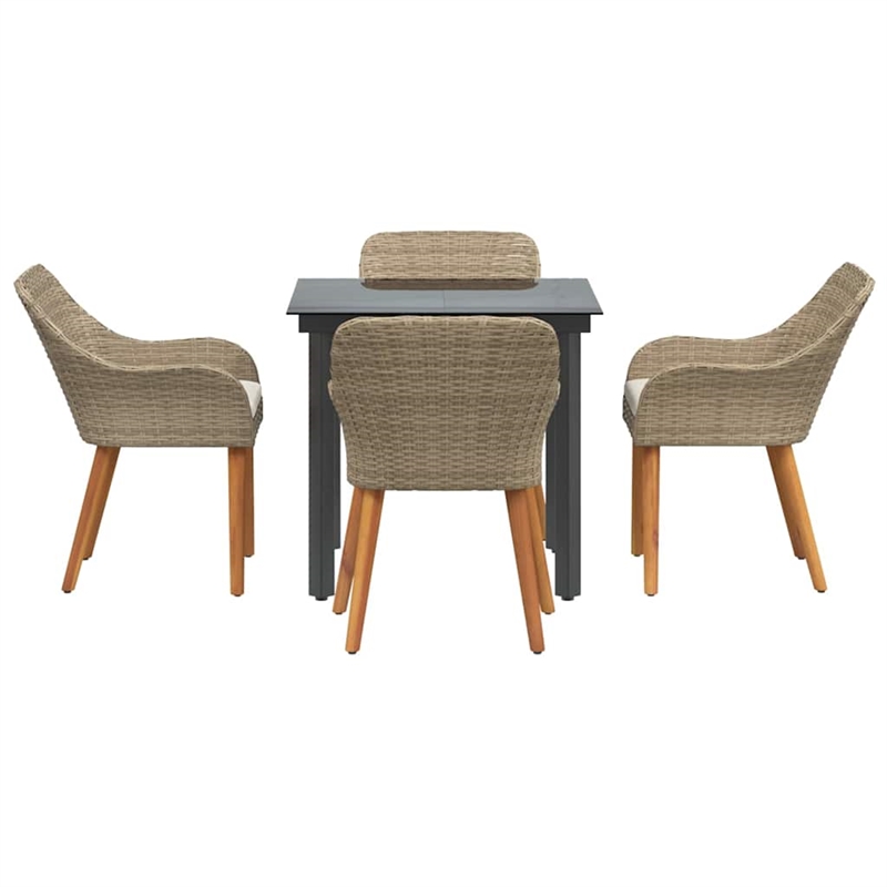 Afuera Living 5 Piece Poly Rattan Garden Dining Set with Cushions in Beige