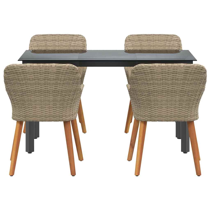Afuera Living 5 Piece Poly Rattan Garden Dining Set with Cushions in Beige