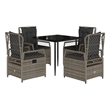 Afuera Living Contemporary 5 Piece Poly Rattan Garden Dining Set in Gray