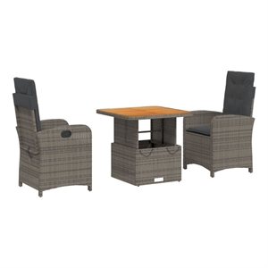 Afuera Living Contemporary Poly Rattan Garden Dining Set in Gray/Brown