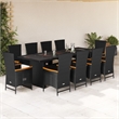 Afuera Living Contemporary Poly Rattan Garden Dining Set in Black