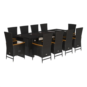 Afuera Living Contemporary Poly Rattan Garden Dining Set in Black