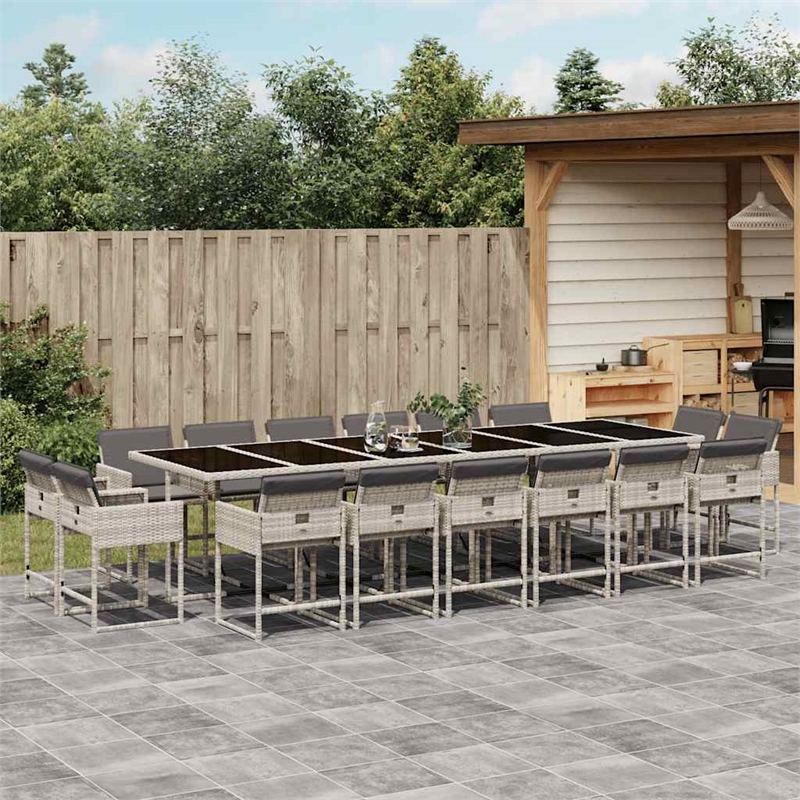 Afuera Living 17 Piece Poly Rattan Patio Dining Set in Anthracite