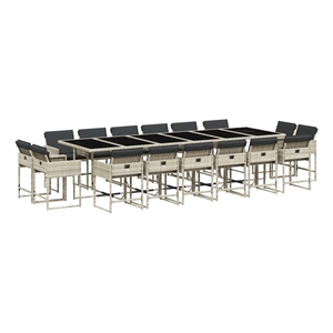 Afuera Living 17 Piece Poly Rattan Patio Dining Set in Anthracite