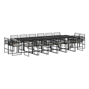 Afuera Living 17 Piece Poly Rattan Garden Dining Set in Black/Cream White