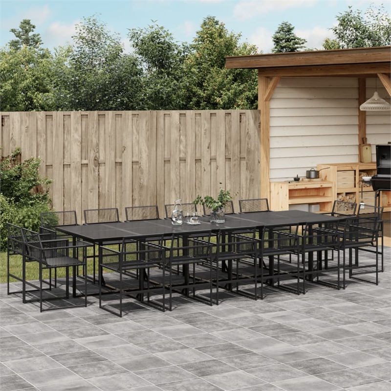 Afuera Living Contemporary Rattan Garden Dining Set in Black