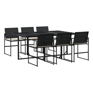 Afuera Living 7 Piece Poly Rattan Garden Dining Set in Black/Cream White