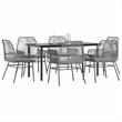 Afuera Living 7 Piece Poly Rattan Garden Dining Set in Black/Gray